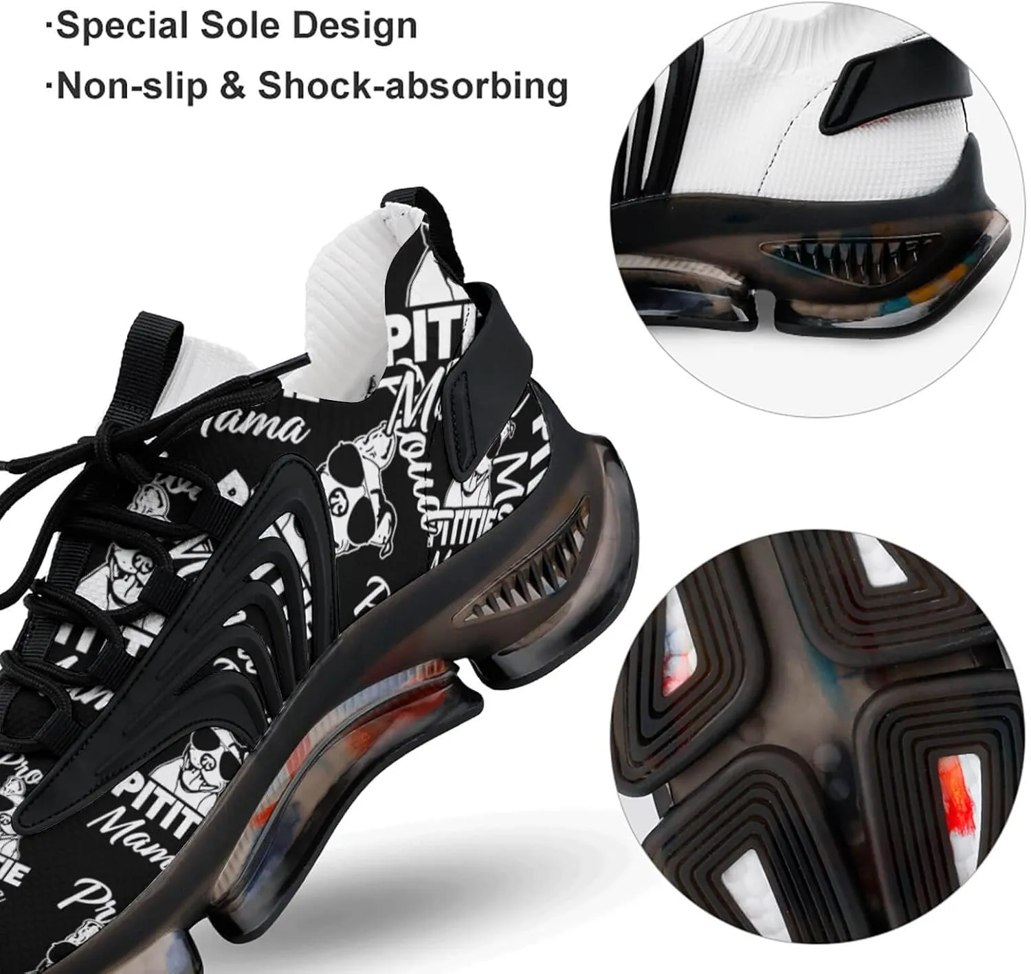 Proud Pittie Mama Walking Shoes for Men Lightweight Tennis Fashion Elastic Sports Shoes Cushion Basketball Shoes
