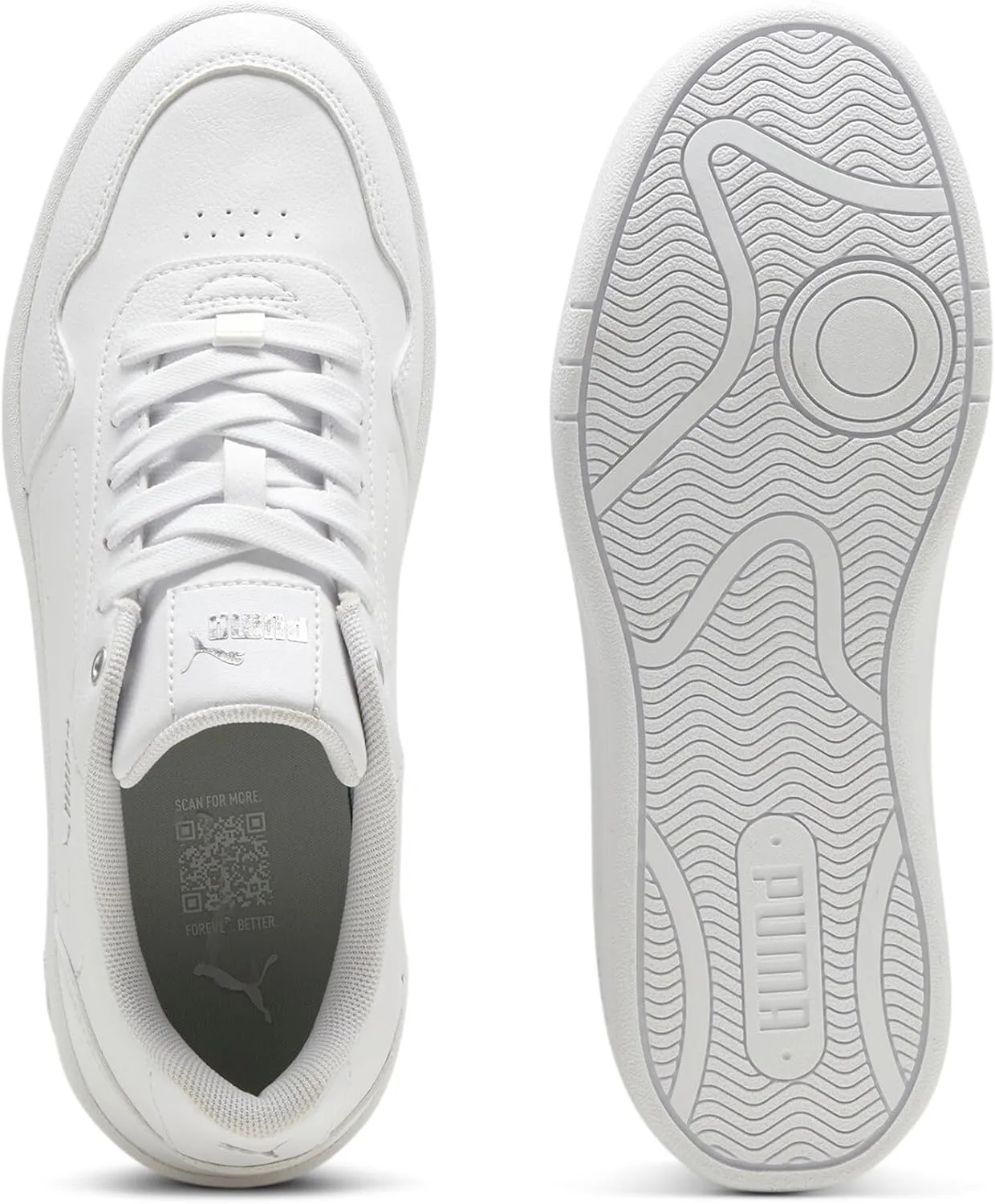 PUMA Women's Court Classy Shoes, White-Silver, 5.5