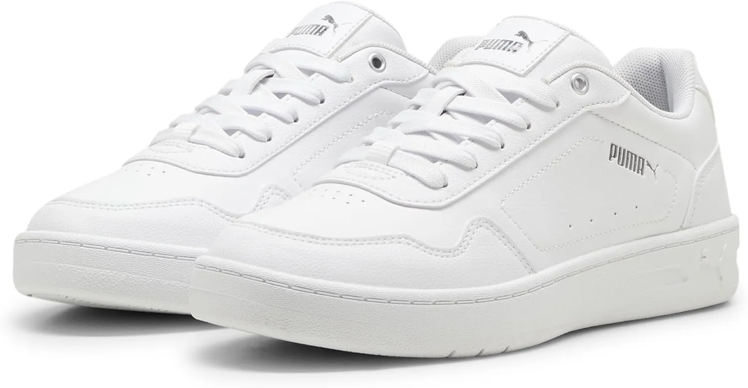 PUMA Women's Court Classy Shoes, White-Silver, 5.5