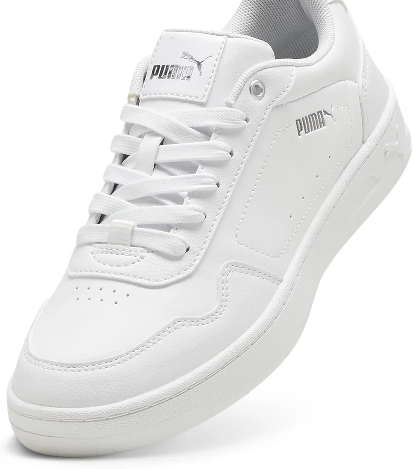 PUMA Women's Court Classy Shoes, White-Silver, 5.5