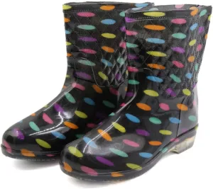 Qtqgoitem Multicolor US 6 Dots Pattern PVC Mid Calf Resistant Waterproof Rainshoes Snow Boots Wellies for Ladies (Model: 52b 0be d80 dbb ce2)