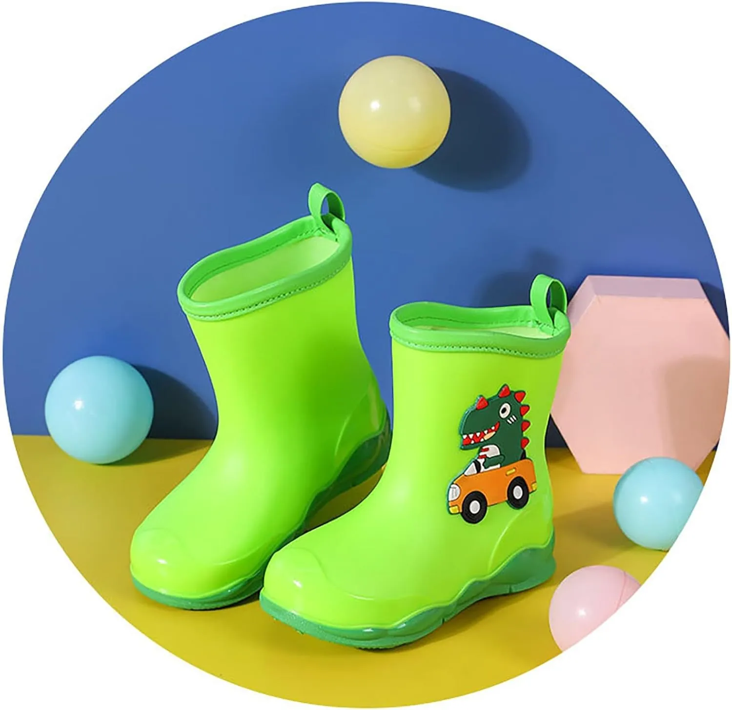 Rain Boots Boys Kids Dinosaur Printed Rain Shoes Outdoor Boots Non Slip Rain PVC Rain Boots For Kids Girls' Rain Boots