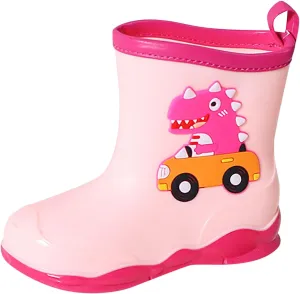Rain Boots Boys Kids Dinosaur Printed Rain Shoes Outdoor Boots Non Slip Rain PVC Rain Boots For Kids Girls' Rain Boots