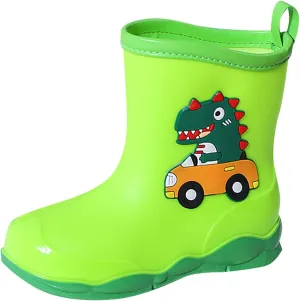 Rain Boots Boys Kids Dinosaur Printed Rain Shoes Outdoor Boots Non Slip Rain PVC Rain Boots For Kids Girls' Rain Boots