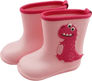 Rain Boots Toddler Cute Dinosaur Pull On Rainboots Girls Cartoon Animals Waterproof Shoes Kids Rubber Boots For Boys