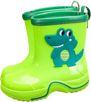 Rain Boots Toddler Kids Cute Dinosaur Pull on Rain Boots Boys Girls Cartoon Animals Non Slip Water Shoes