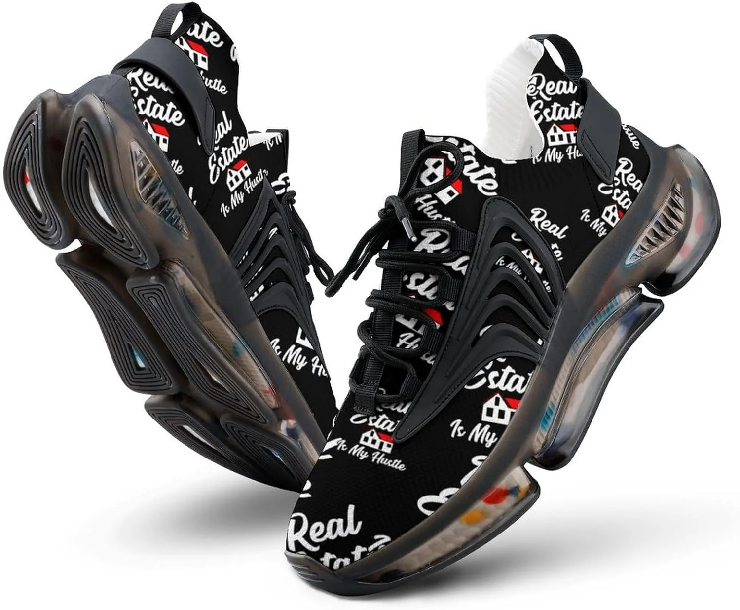Real Estate is My Hustle Walking Shoes for Men Lightweight Tennis Fashion Elastic Sports Shoes Cushion Basketball Shoes