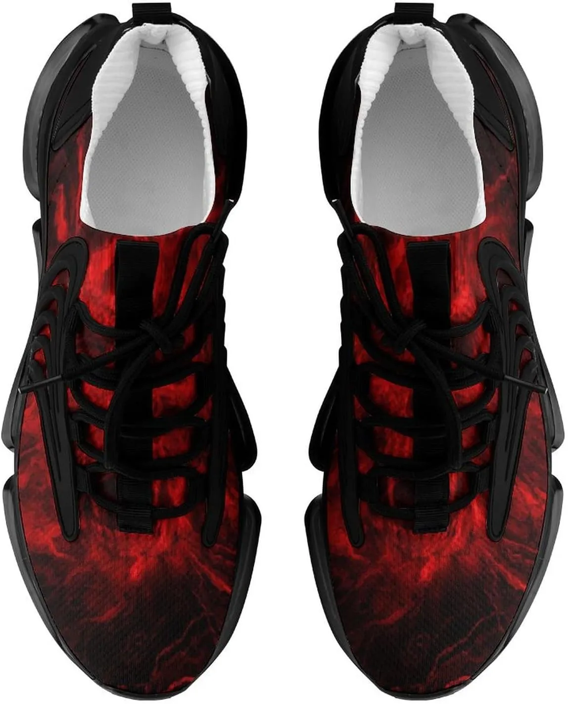 Red Flame Skull Walking Shoes for Men Lightweight Tennis Fashion Elastic Sports Shoes Cushion Basketball Shoes