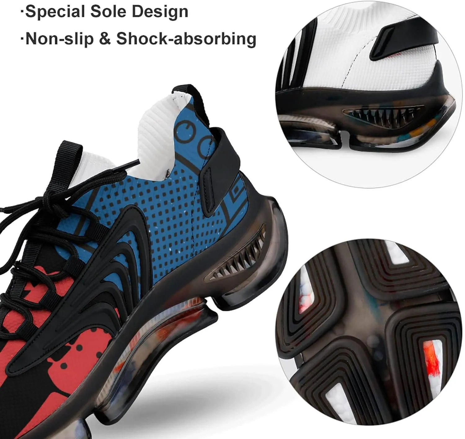 Rock N Roll USA Flag Walking Shoes for Men Lightweight Tennis Fashion Elastic Sports Shoes Cushion Basketball Shoes