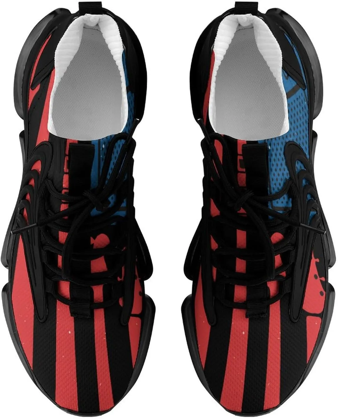 Rock N Roll USA Flag Walking Shoes for Men Lightweight Tennis Fashion Elastic Sports Shoes Cushion Basketball Shoes