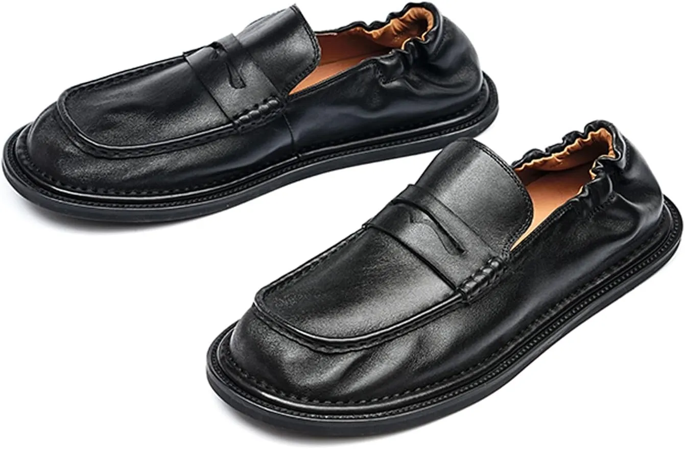Santimon Men??s Slip-On Penny Loafers Dress Shoes ?C Soft Genuine Leather Moc Toe Mocasines with Non-Slip Sole, Comfortable Business Casual Mules & Clogs for Daily Wear and Travel