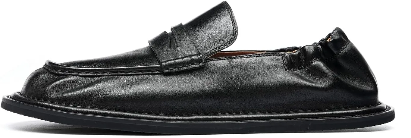Santimon Men??s Slip-On Penny Loafers Dress Shoes ?C Soft Genuine Leather Moc Toe Mocasines with Non-Slip Sole, Comfortable Business Casual Mules & Clogs for Daily Wear and Travel