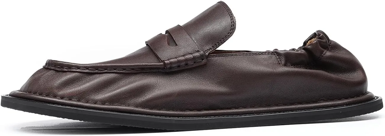 Santimon Men??s Slip-On Penny Loafers Dress Shoes ?C Soft Genuine Leather Moc Toe Mocasines with Non-Slip Sole, Comfortable Business Casual Mules & Clogs for Daily Wear and Travel