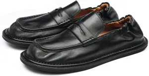 Santimon Men??s Slip-On Penny Loafers Dress Shoes ?C Soft Genuine Leather Moc Toe Mocasines with Non-Slip Sole, Comfortable Business Casual Mules & Clogs for Daily Wear and Travel