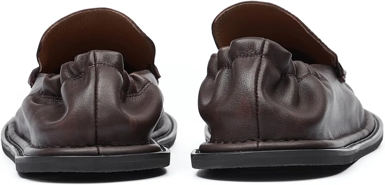 Santimon Men??s Slip-On Penny Loafers Dress Shoes ?C Soft Genuine Leather Moc Toe Mocasines with Non-Slip Sole, Comfortable Business Casual Mules & Clogs for Daily Wear and Travel