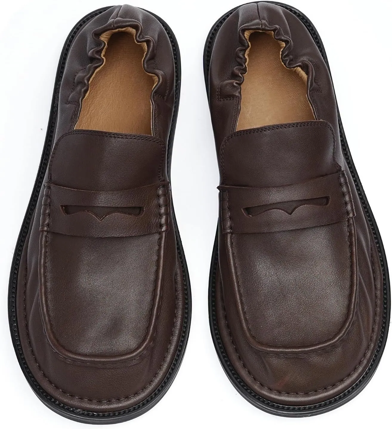 Santimon Men??s Slip-On Penny Loafers Dress Shoes ?C Soft Genuine Leather Moc Toe Mocasines with Non-Slip Sole, Comfortable Business Casual Mules & Clogs for Daily Wear and Travel