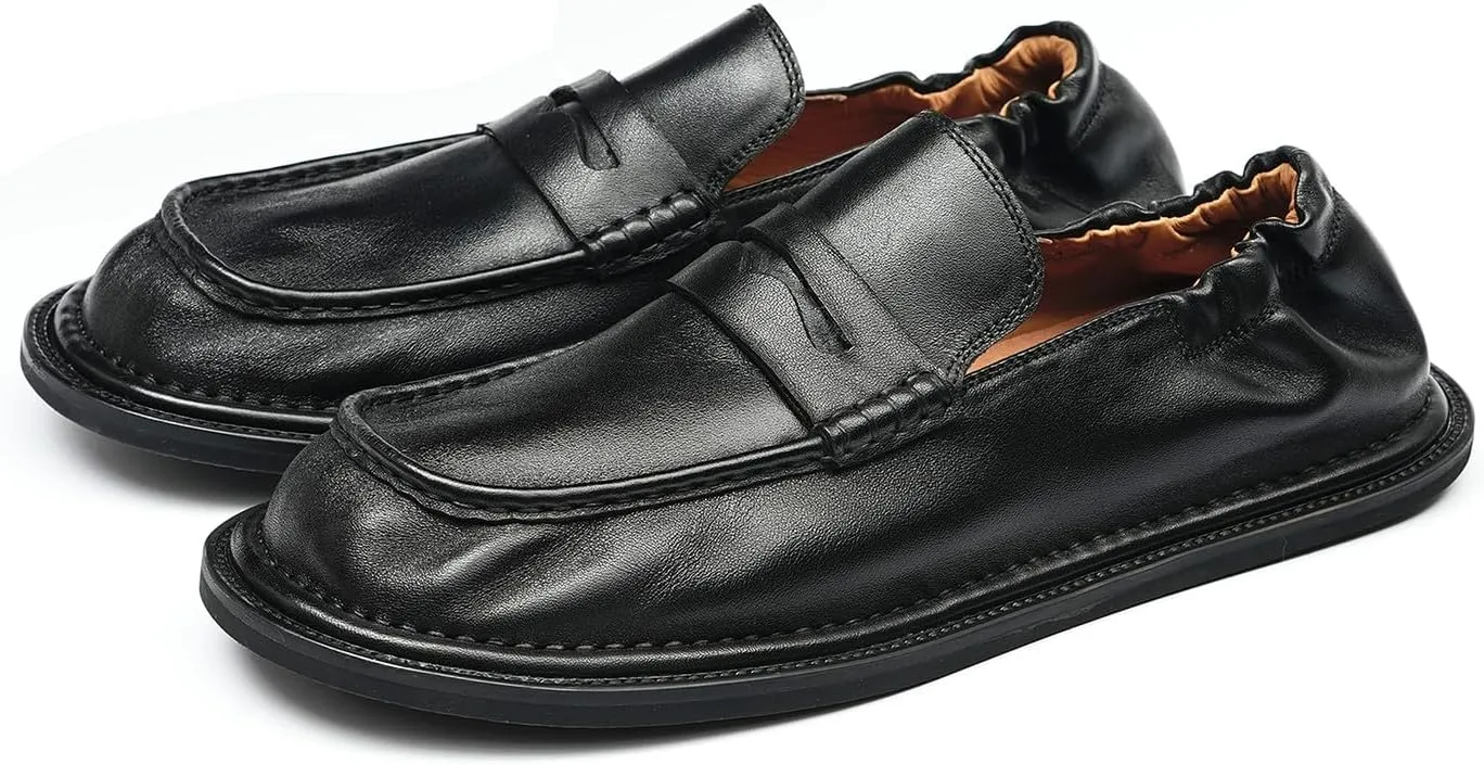 Santimon Men??s Slip-On Penny Loafers Dress Shoes ?C Soft Genuine Leather Moc Toe Mocasines with Non-Slip Sole, Comfortable Business Casual Mules & Clogs for Daily Wear and Travel