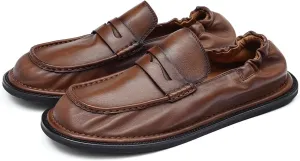 Santimon Men??s Slip-On Penny Loafers Dress Shoes ?C Soft Genuine Leather Moc Toe Mocasines with Non-Slip Sole, Comfortable Business Casual Mules & Clogs for Daily Wear and Travel