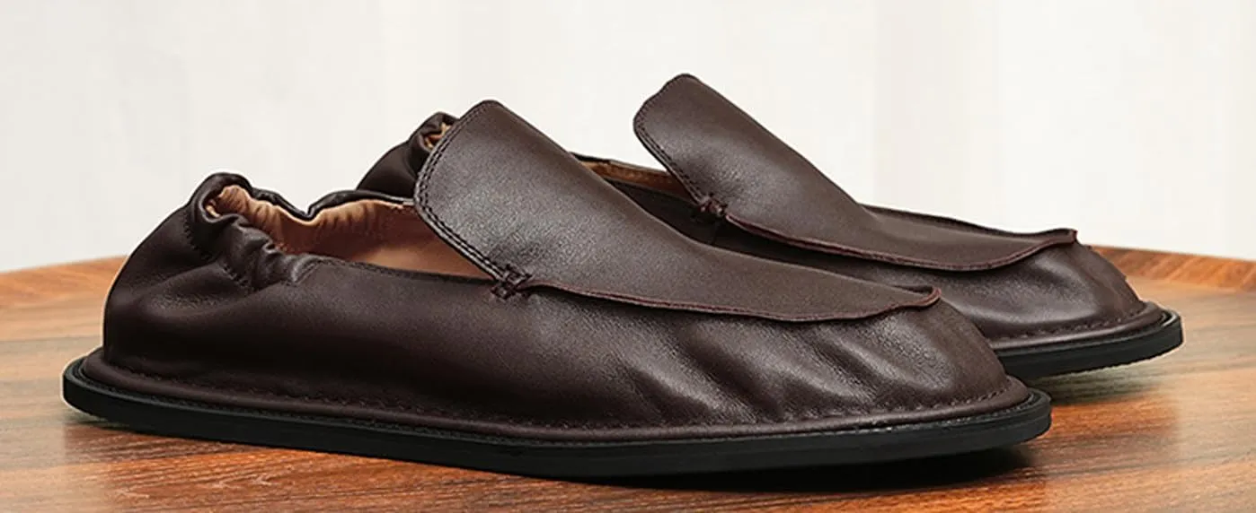 Santimon Men??s Soft Leather Slip-On Loafers ?C Elastic Back Ultra-Flexible Dress Shoes, Lightweight Business Casual Moc Shoes for Travel, Work & Daily Comfort