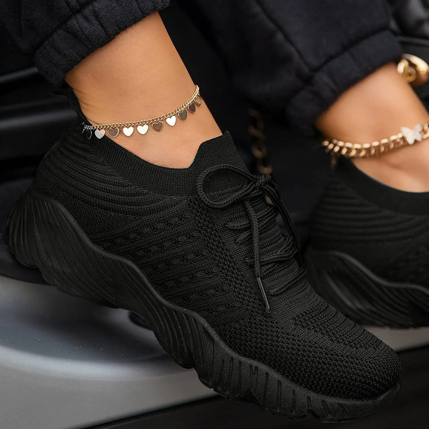 SBGMoSJ Women Sneakers Black Tenis Ortop??Dicos para Mujer para Caminar Extra Wide Gym Shoes for Women Running Shoes Womens Lightweight Fashion Sport Sneakers Black Slip On Shoes Women Size 11