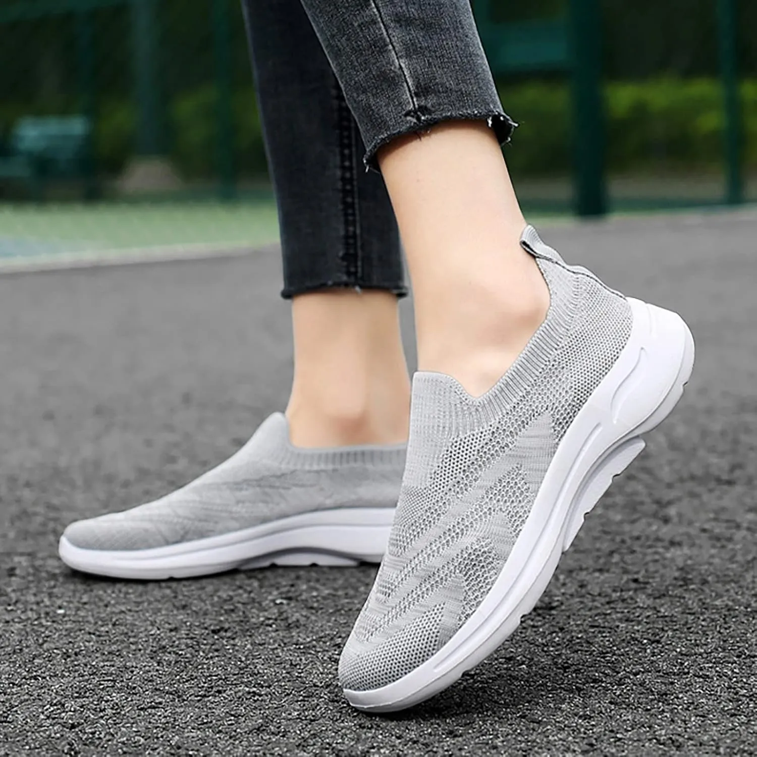 SBGMoSJ Womens Walking Shoes Slip On Comfy Shoes for Women Walking Black Gym Shoes Women Slip Ons Glitter Wedge Sneakers for Women Dressy Women Slip On Tennis Shoes Size 10