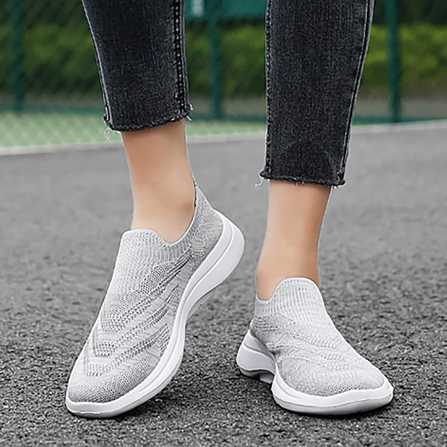 SBGMoSJ Womens Walking Shoes Slip On Comfy Shoes for Women Walking Black Gym Shoes Women Slip Ons Glitter Wedge Sneakers for Women Dressy Women Slip On Tennis Shoes Size 10