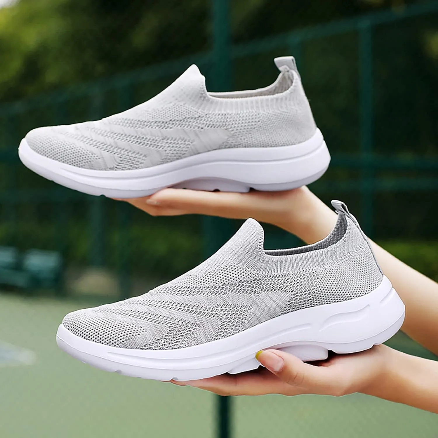 SBGMoSJ Womens Walking Shoes Slip On Comfy Shoes for Women Walking Black Gym Shoes Women Slip Ons Glitter Wedge Sneakers for Women Dressy Women Slip On Tennis Shoes Size 10