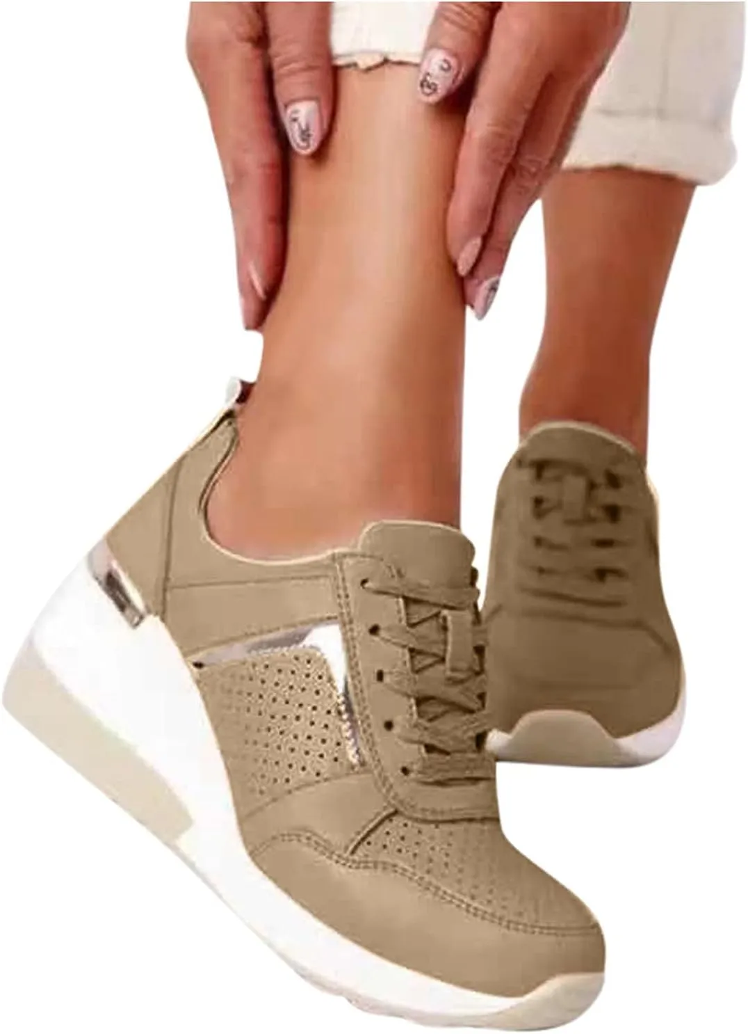 SBGMoSJ Womens Wide Casual Shoes Zapatos para Mujer C??Modos Tenis Womens White Leather Slip On Sneakers Womens Shoes Sneakers Wide Toe Box Comfy Open Toe Flats Shoes Women Dressy Cute