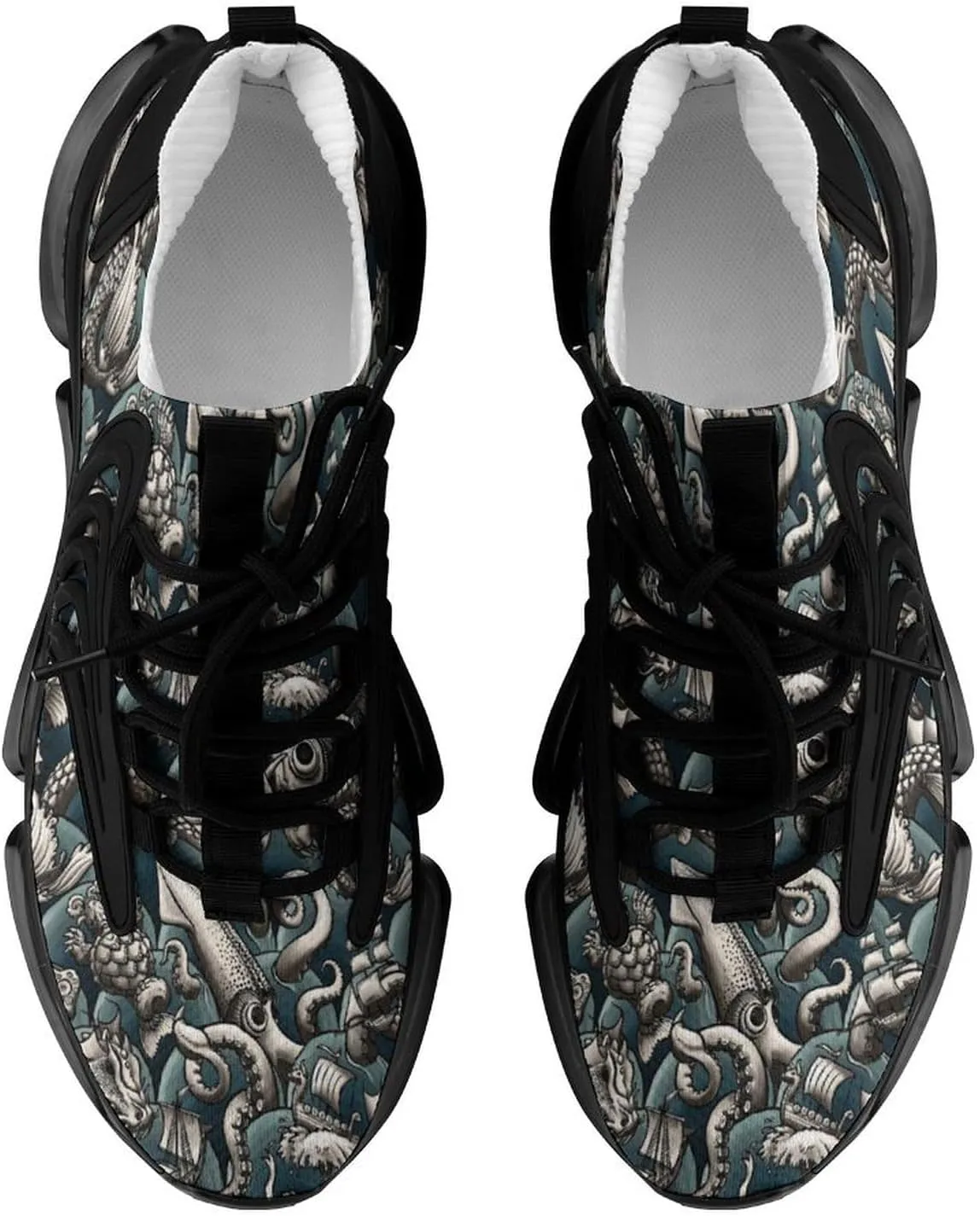 Sea Monsters Walking Shoes for Men Lightweight Tennis Fashion Elastic Sports Shoes Cushion Basketball Shoes