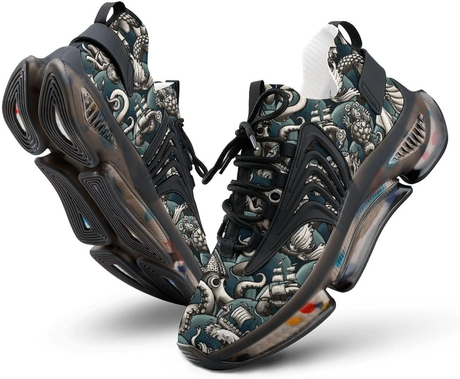 Sea Monsters Walking Shoes for Men Lightweight Tennis Fashion Elastic Sports Shoes Cushion Basketball Shoes