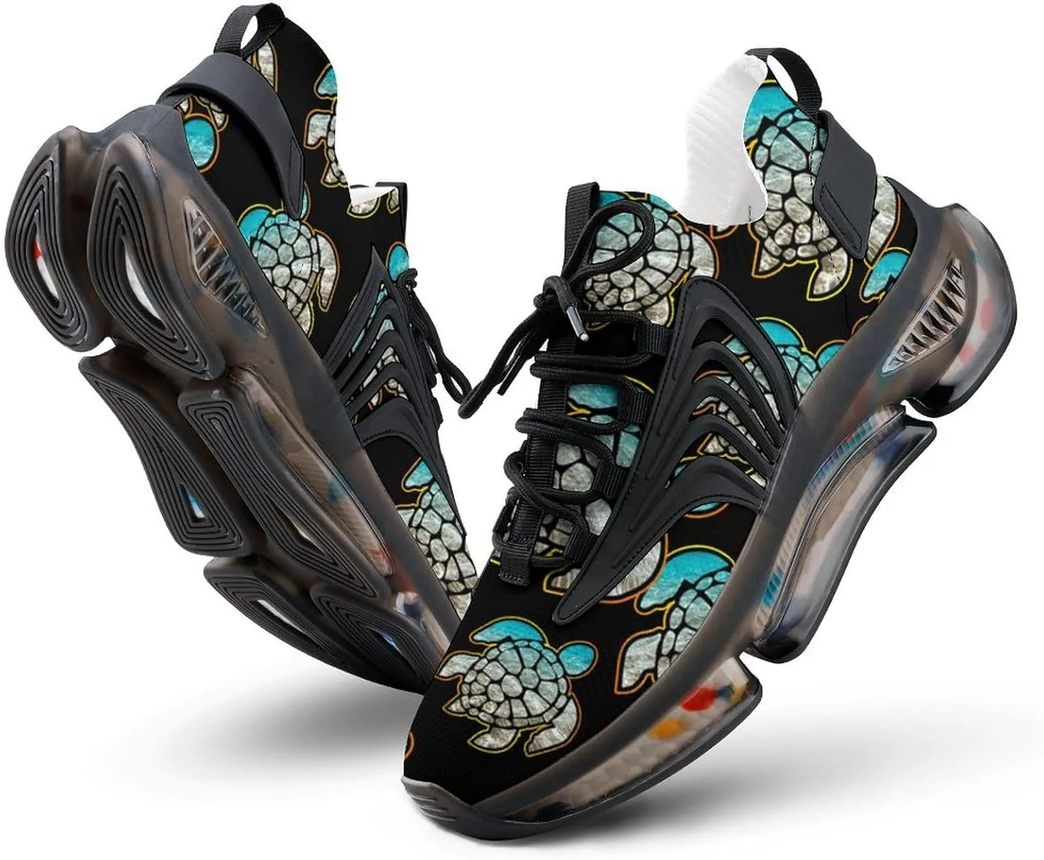 Sea Turtle Galaxy Walking Shoes for Men Lightweight Tennis Fashion Elastic Sports Shoes Cushion Basketball Shoes