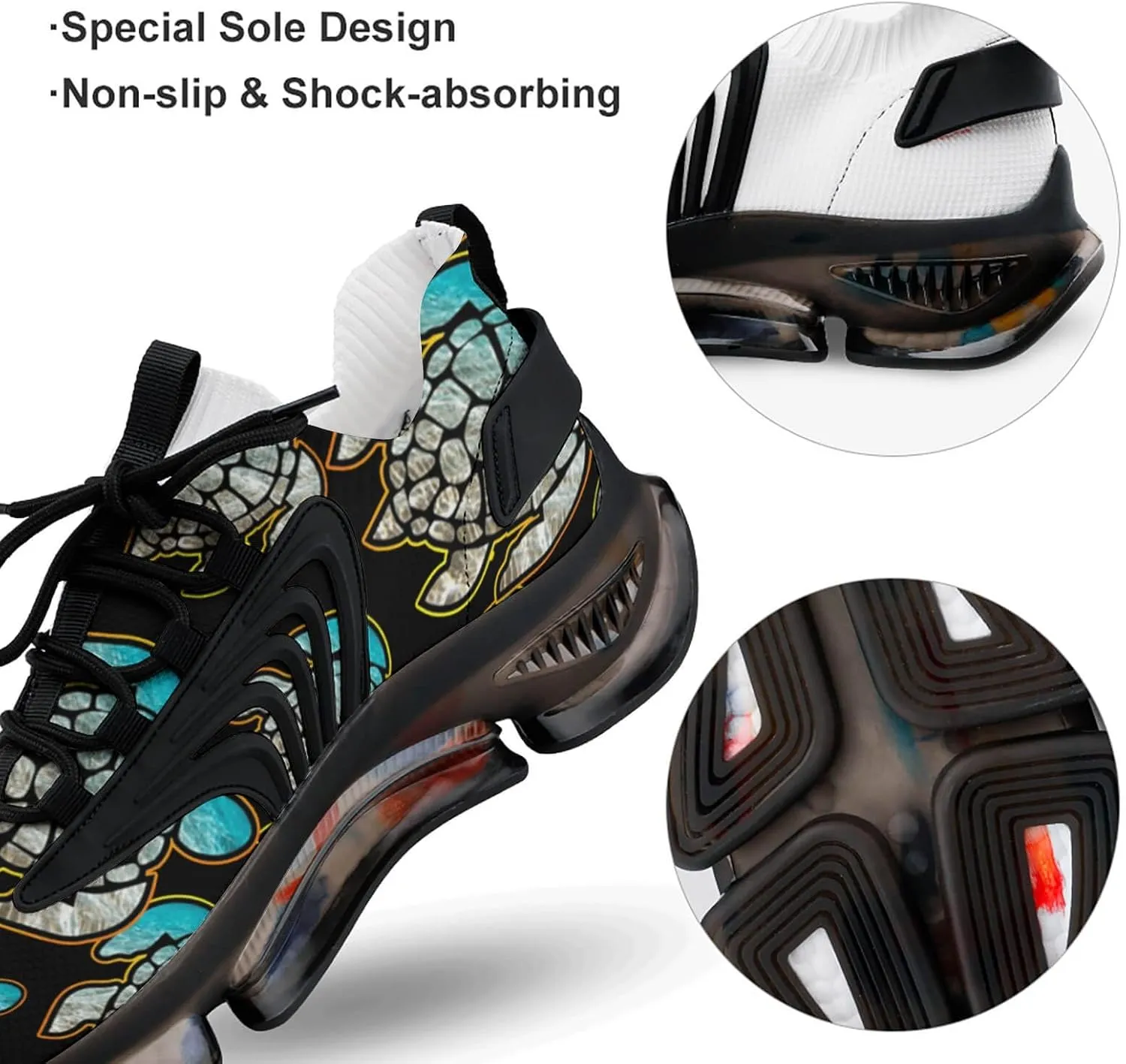 Sea Turtle Galaxy Walking Shoes for Men Lightweight Tennis Fashion Elastic Sports Shoes Cushion Basketball Shoes