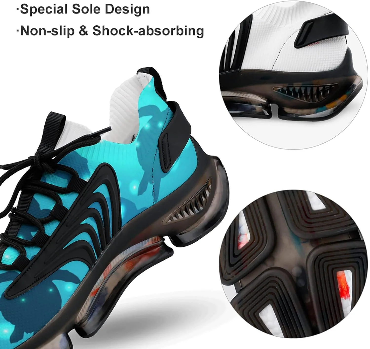 Sea Turtle Walking Shoes for Men Lightweight Tennis Fashion Elastic Sports Shoes Cushion Basketball Shoes