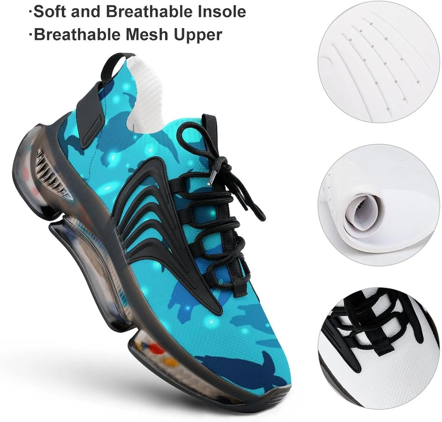 Sea Turtle Walking Shoes for Men Lightweight Tennis Fashion Elastic Sports Shoes Cushion Basketball Shoes