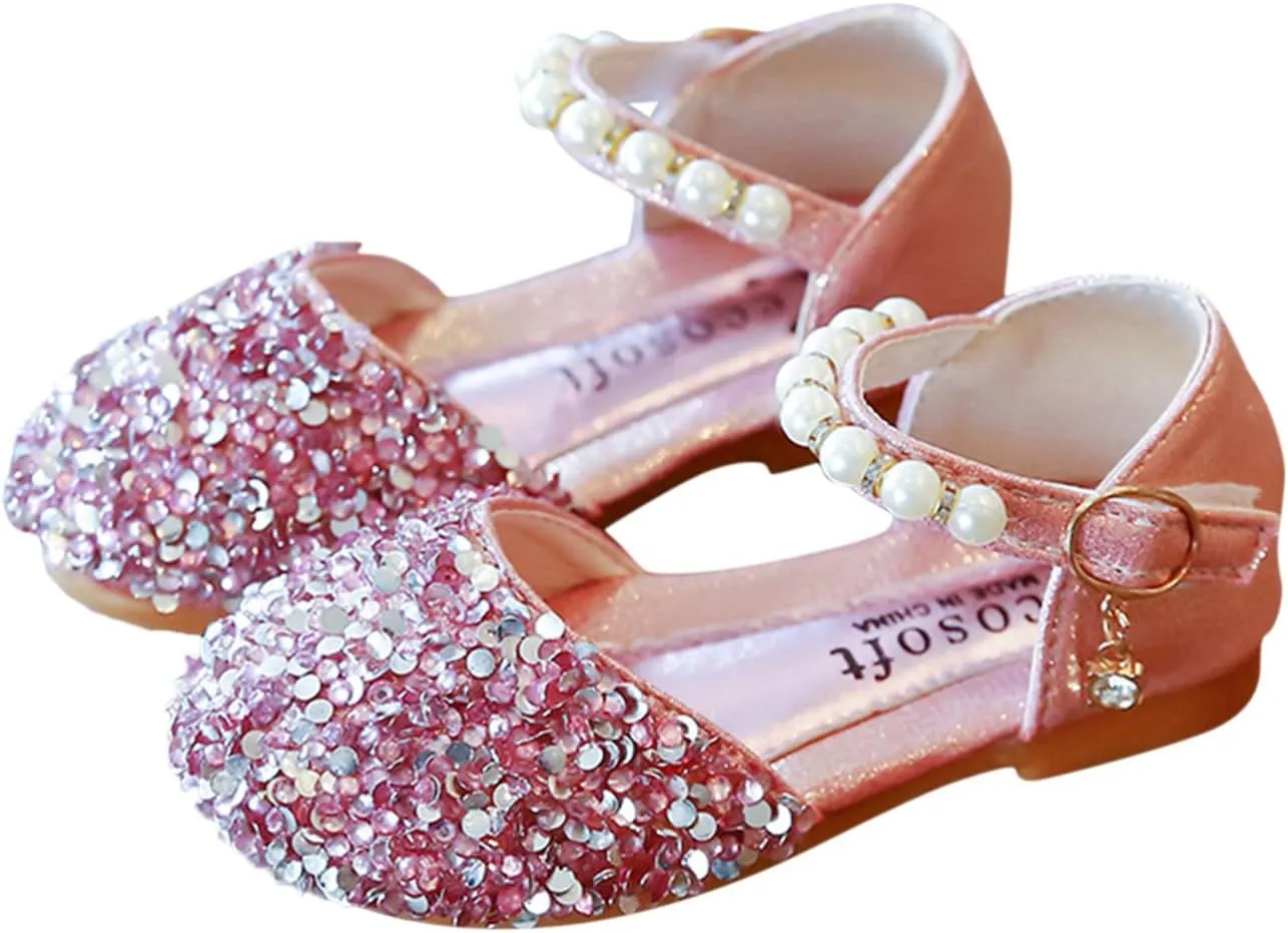 Shoes for Girls,Girls Shoes Sandals Kids Baby Crystal Bowknot Bling Infant Pearl Princess Shoes Dress Shoes 1-11 Years