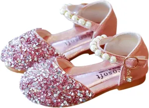 Shoes for Girls,Girls Shoes Sandals Kids Baby Crystal Bowknot Bling Infant Pearl Princess Shoes Dress Shoes 1-11 Years