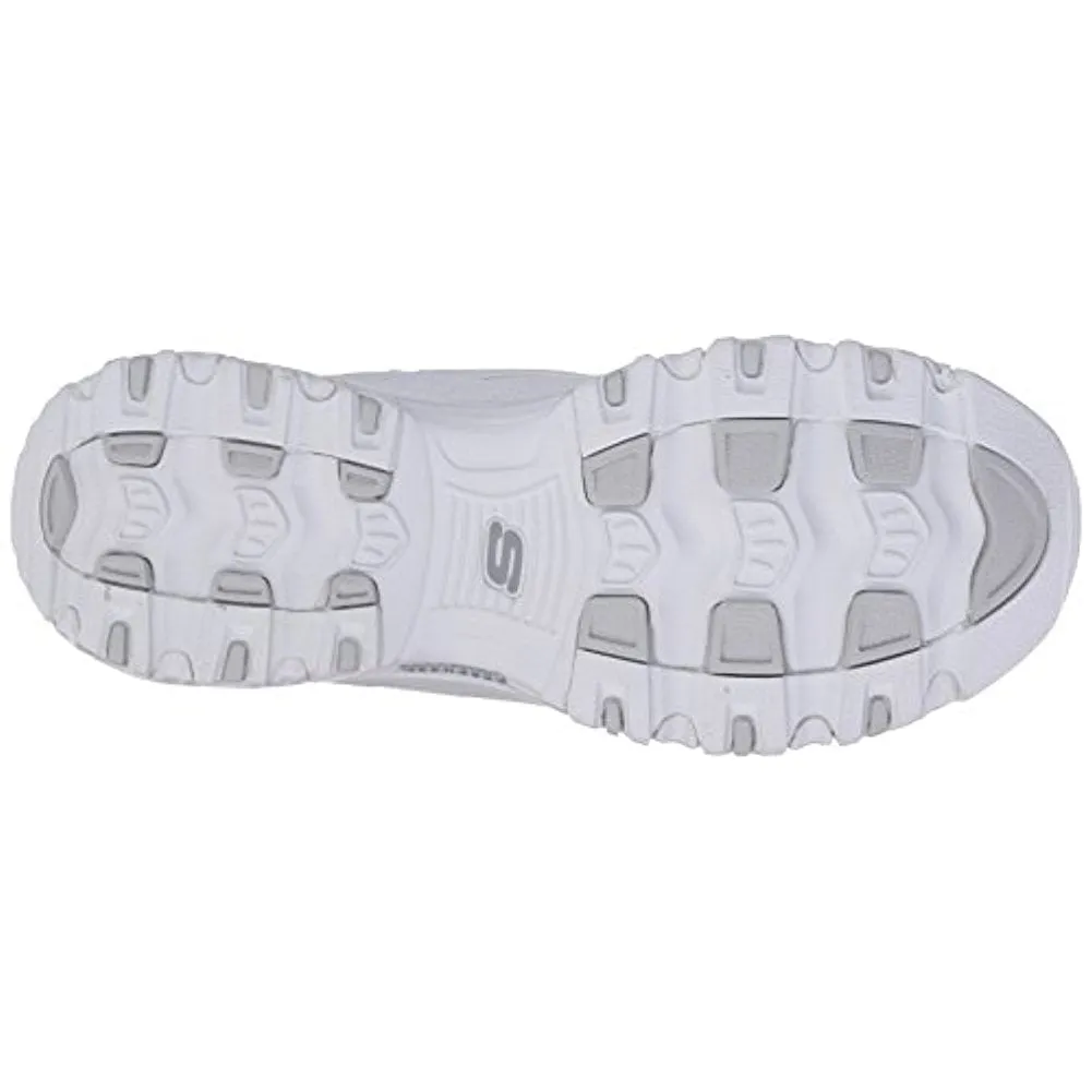 Skechers D'Lites FRES.5 START Memory Foam Lace-up Sneaker White Silver (8, White Silver)