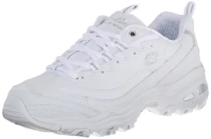 Skechers D'Lites FRES.5 START Memory Foam Lace-up Sneaker White Silver (8, White Silver)