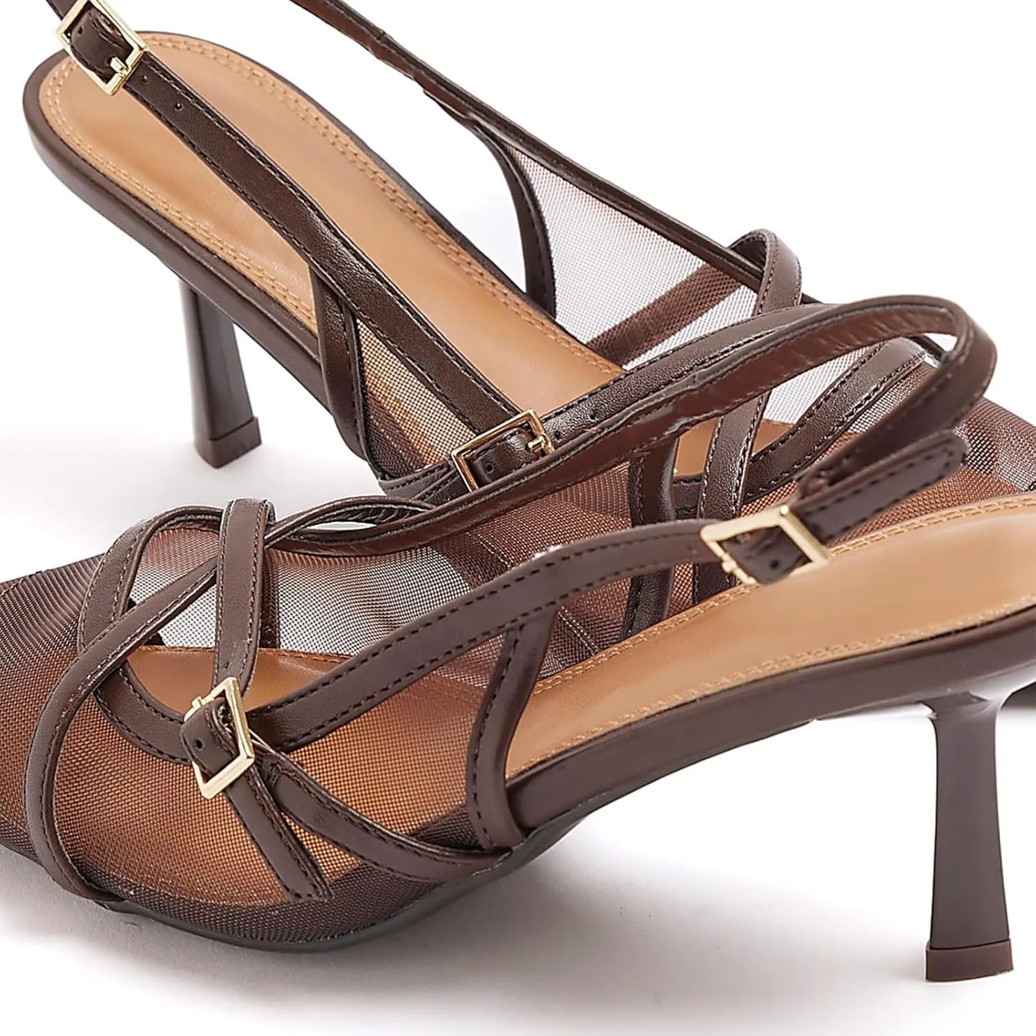 Slingback Kitten Heels for Women Pointed Toe Heels Closed Toe Low Heel Wedding Dress Pumps with Buckles Strap