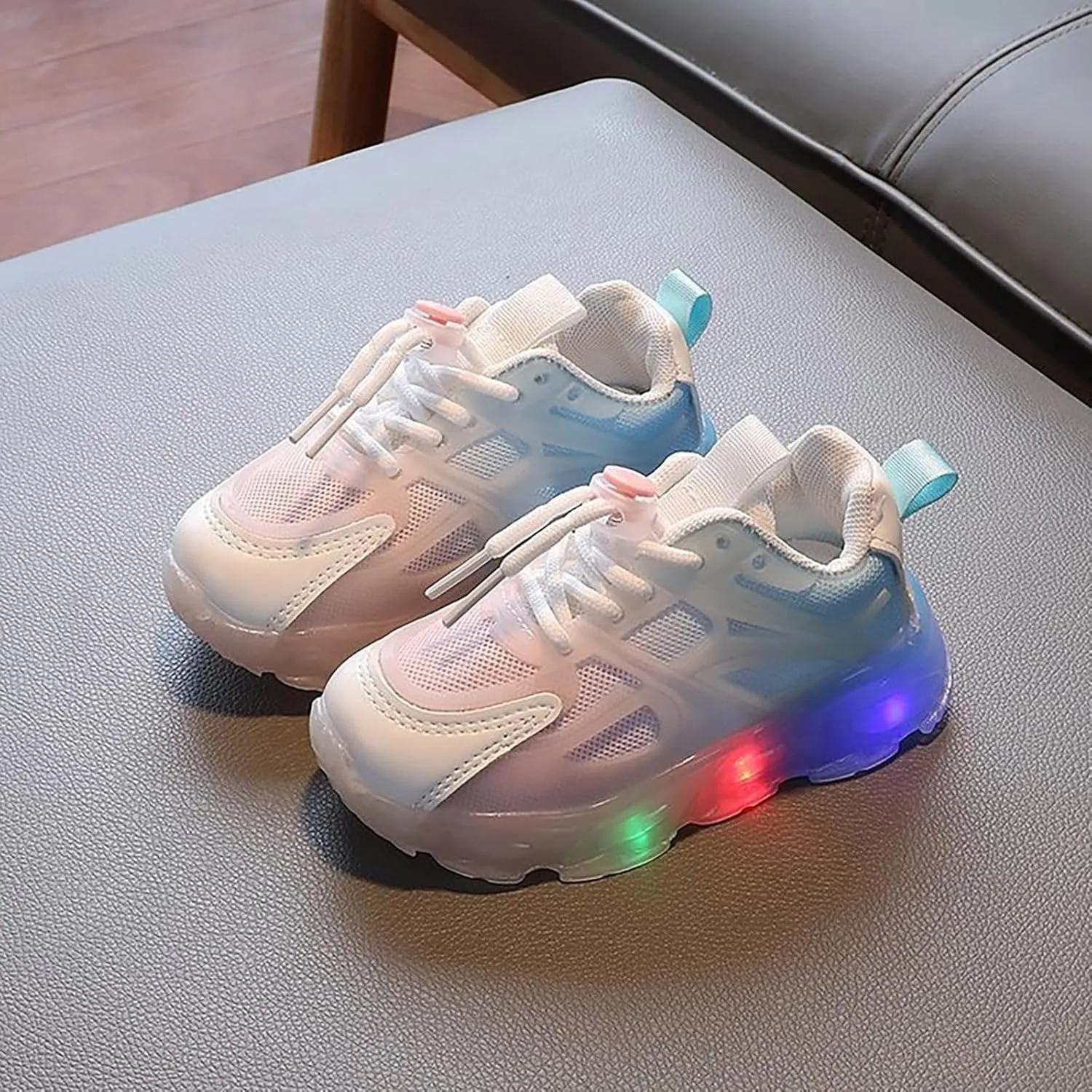 Sneakers for Girls Light Up Breathable Running Cute Shoes Gradient Color Anti-Slip Lace Up Girls Walking Sports Shoes