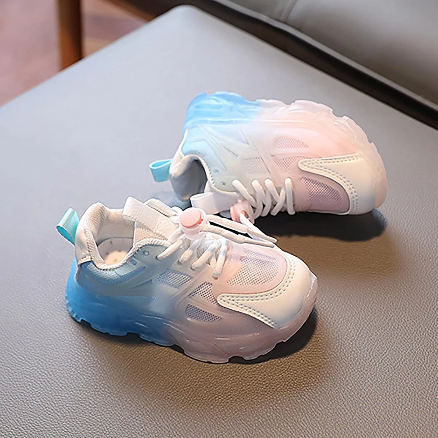 Sneakers for Girls Light Up Breathable Running Cute Shoes Gradient Color Anti-Slip Lace Up Girls Walking Sports Shoes