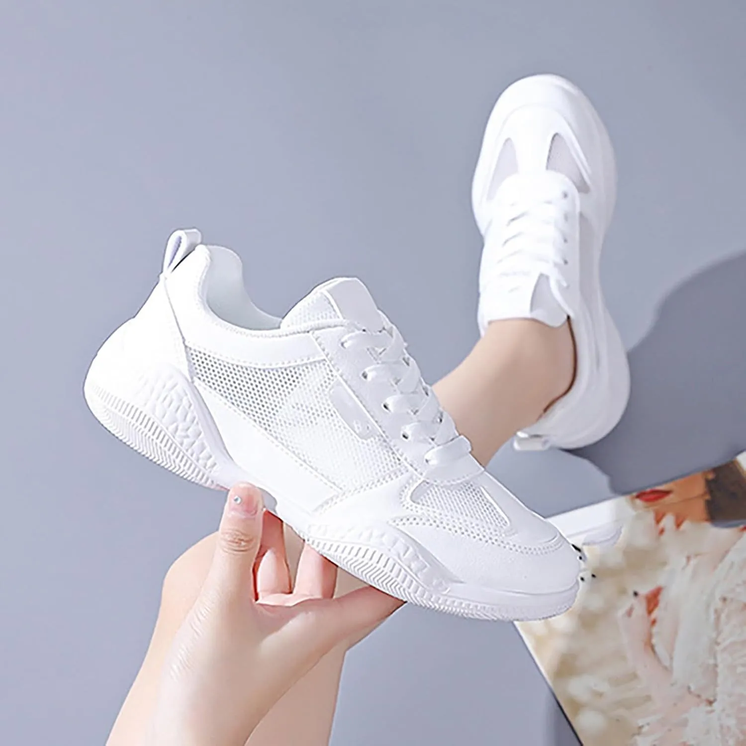 Sneakers for Women Running Shoes Fashion Walking Lace Up Slip On Shoes Women Sport Business Casual Shoes Chunky Sneakers Black Tennis Shoe Trainers Shoe