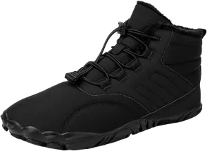 Snow Boots for Men Barefoot Shoes Waterproof Women Work Boots Hiking Sneakers Warm Fur Lined Slip Resistant Outdoor Shoes Lightweight Hike Grounded Footwear