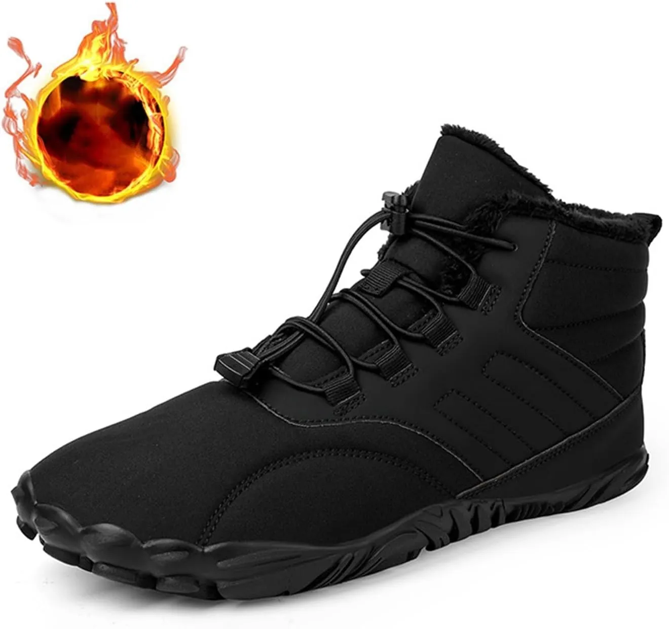 Snow Boots for Men Barefoot Shoes Waterproof Women Work Boots Hiking Sneakers Warm Fur Lined Slip Resistant Outdoor Shoes Lightweight Hike Grounded Footwear