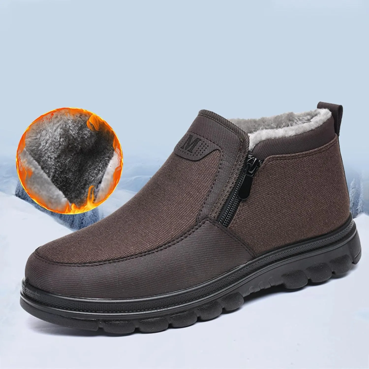 Snow Boots for Men Velvet Plus Thick Bottom Side Zipper Casual Soft Bottom Light Bottom Warm Cold Snow Boots