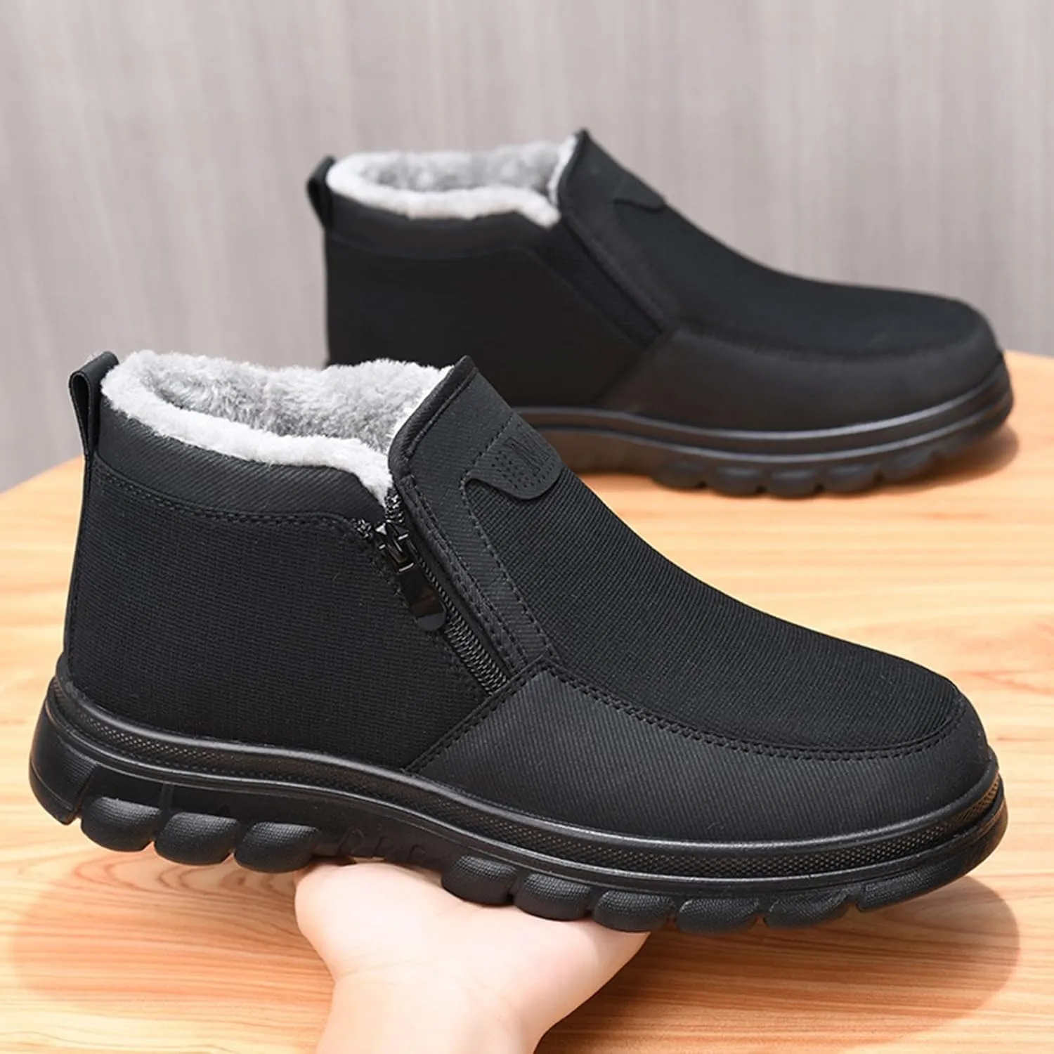 Snow Boots for Men Velvet Plus Thick Bottom Side Zipper Casual Soft Bottom Light Bottom Warm Cold Snow Boots