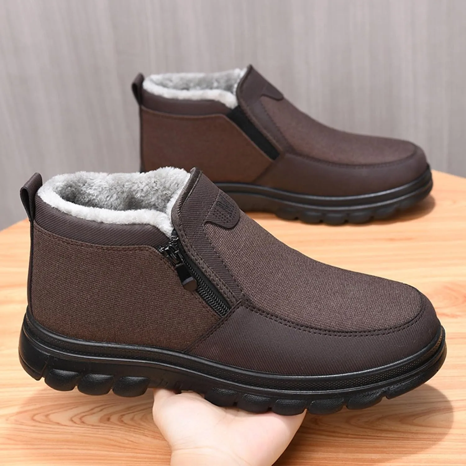 Snow Boots for Men Velvet Plus Thick Bottom Side Zipper Casual Soft Bottom Light Bottom Warm Cold Snow Boots