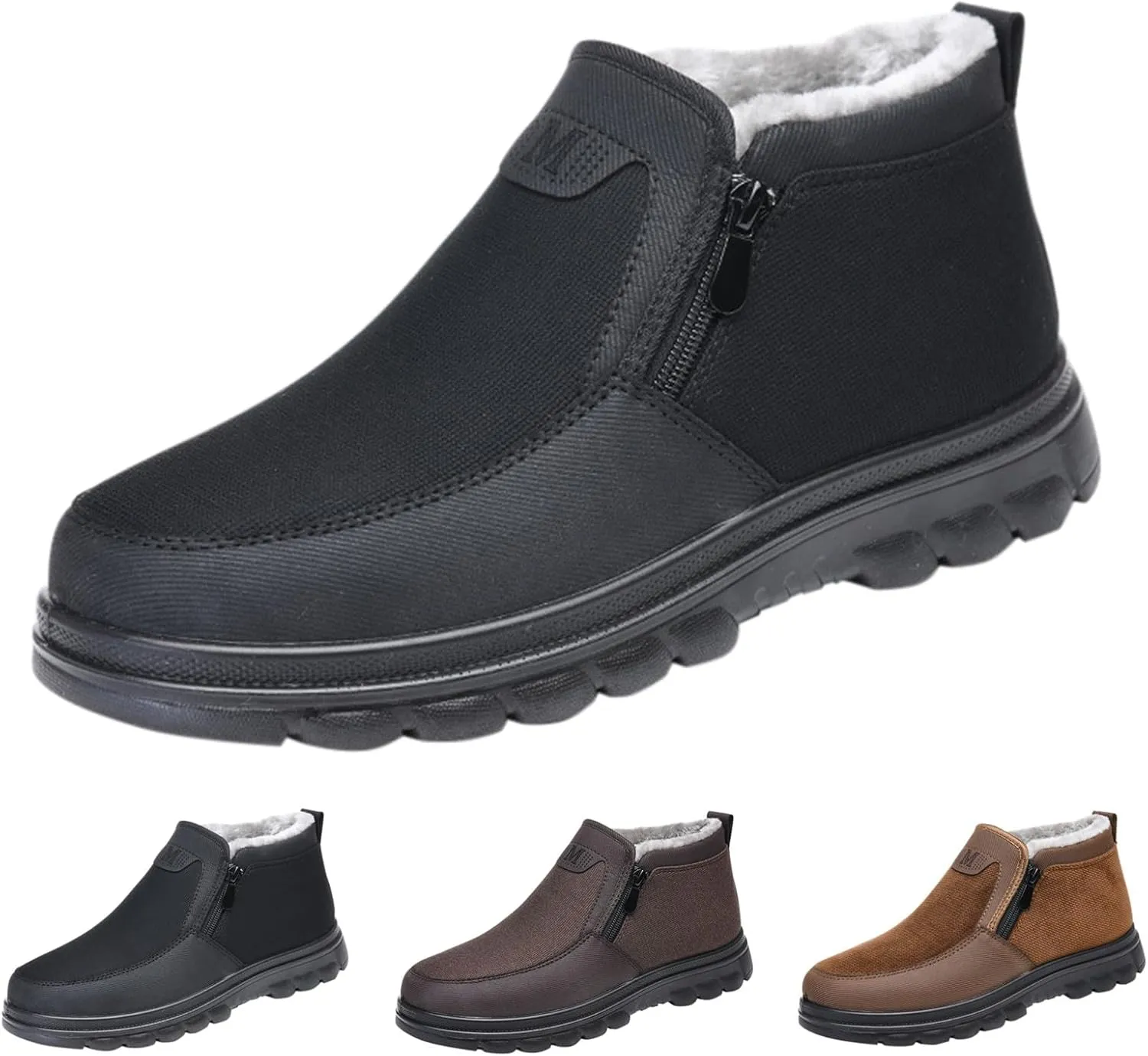 Snow Boots for Men Velvet Plus Thick Bottom Side Zipper Casual Soft Bottom Light Bottom Warm Cold Snow Boots