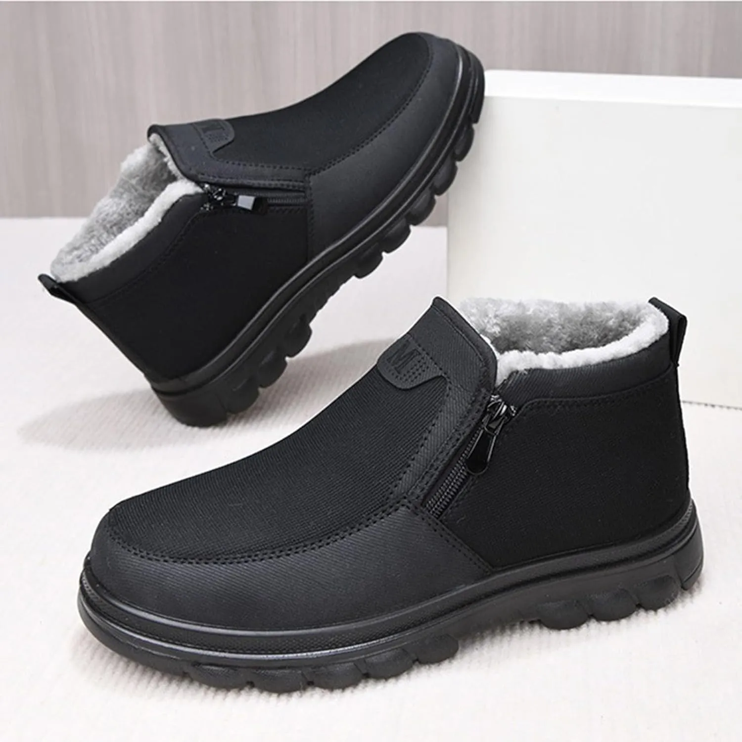 Snow Boots for Men Velvet Plus Thick Bottom Side Zipper Casual Soft Bottom Light Bottom Warm Cold Snow Boots