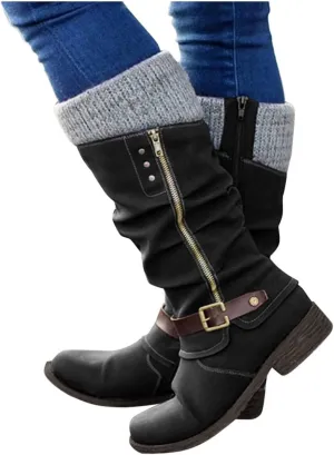 Snow Boots for Women Western Cowgirl Cowboy Boots Wide Calf Vintage Embroidered Pull On Cowgirl Boots Shoes